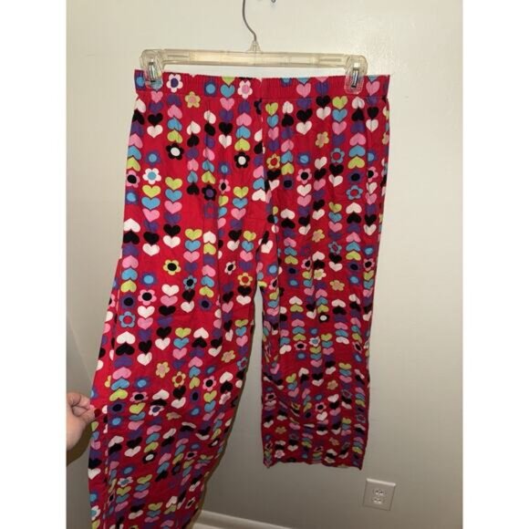 Vintage Victorias Secret Fleece Pajama Set Women Medium Red Heart Cotton Y2K 90s - Picture 6 of 6